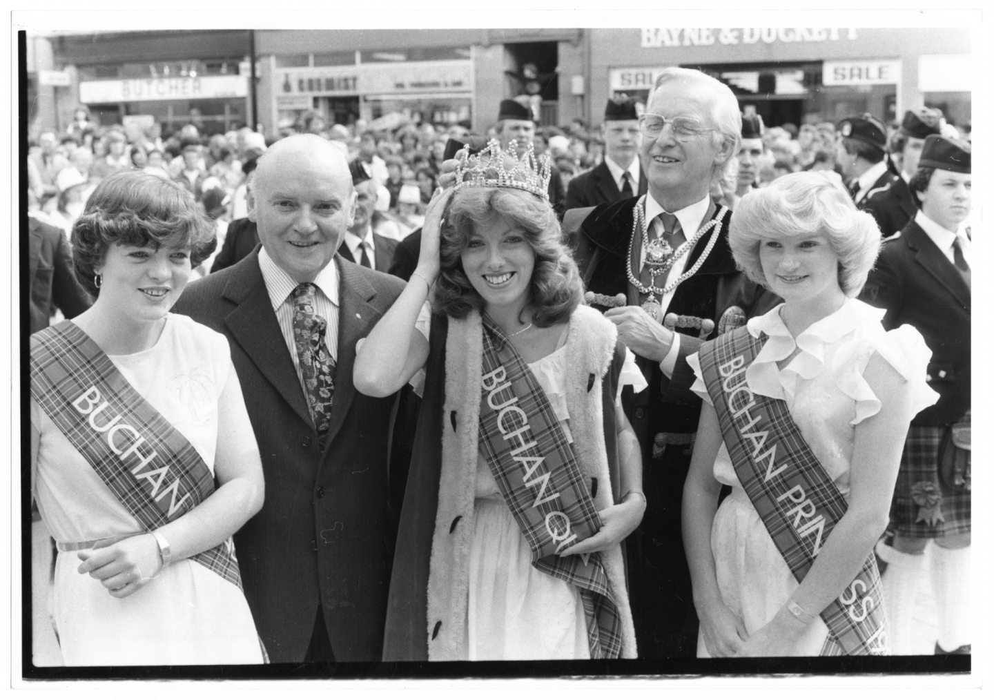 The buchan queen and princesses at Peterhead Scottish Week in 1981