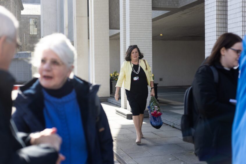 Councillor Mrs Stewart arriving for a council meeting at Aberdeen Town House. Image: Scott Baxter/DC Thomson