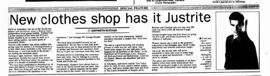 Justrite ventured into Aberdeen in 1992, but closed it's Union Street branch nine years later. Image: British Newspaper Archive