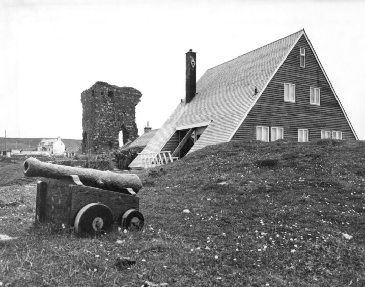 Old Slains Castle in 1962 - with the addition of the new house in front. 