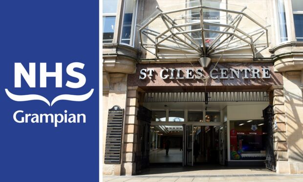 Collage of St Giles Centre with NHS Grampian logo.