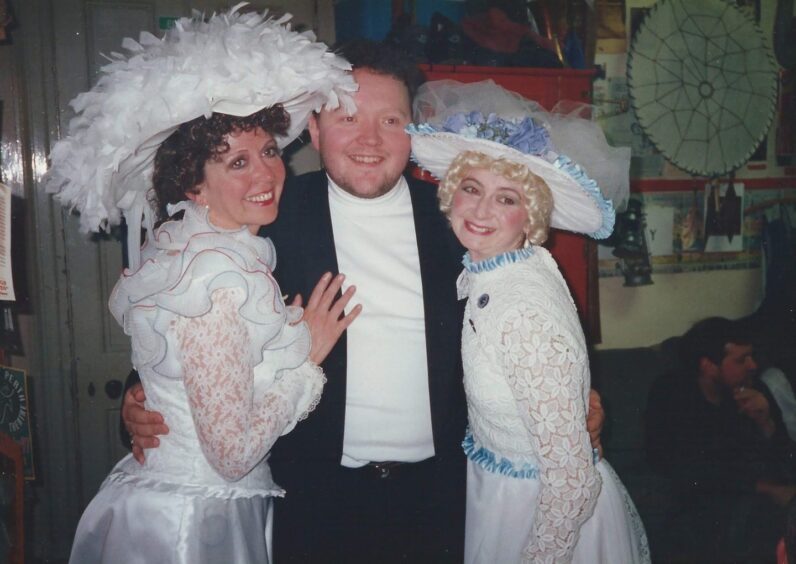 Liz Milne with Kevin and Clare Haggart .