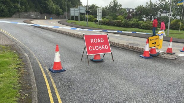 The road is currently closed. Image: Louise Glen/DC Thomson