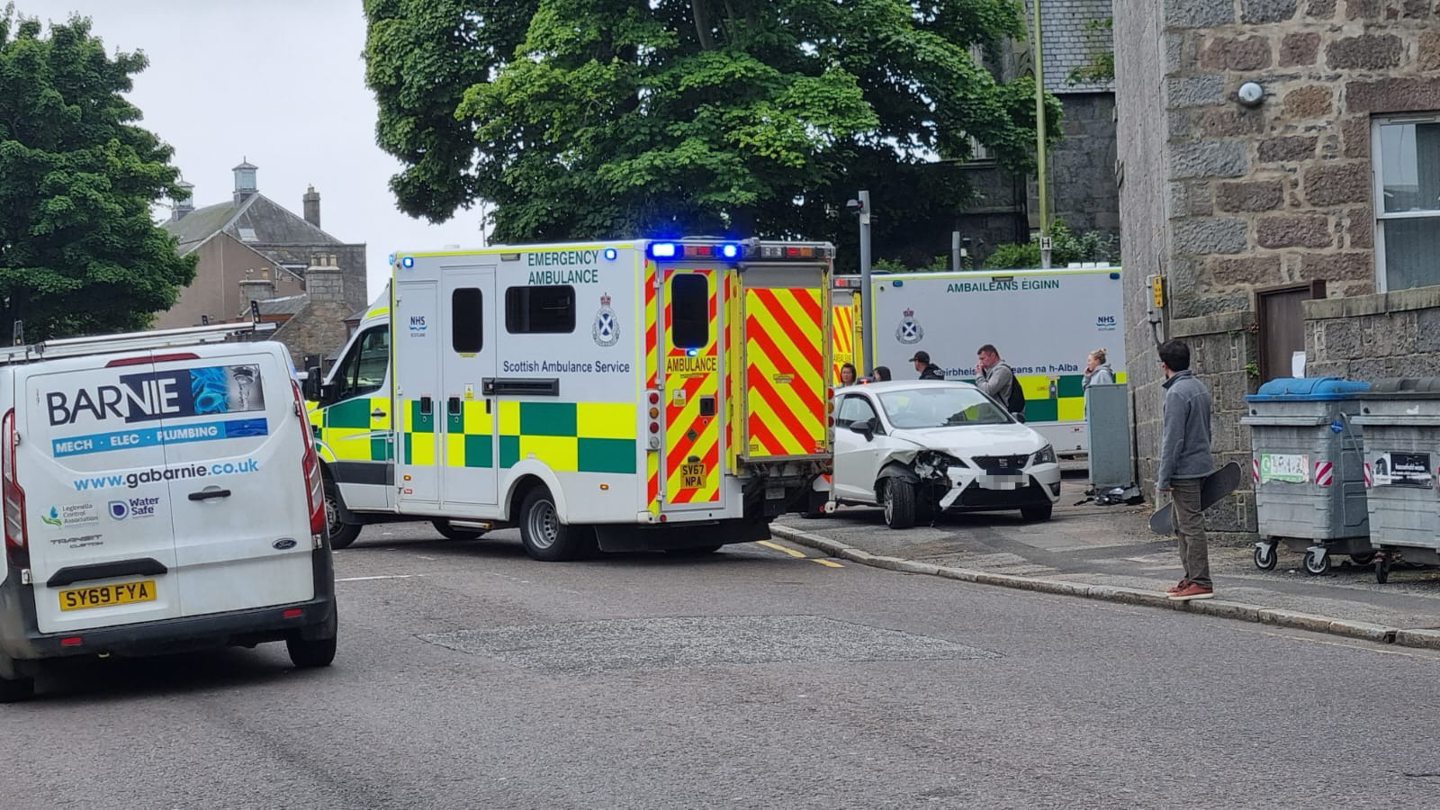 Police called to two car crash at busy Aberdeen junction