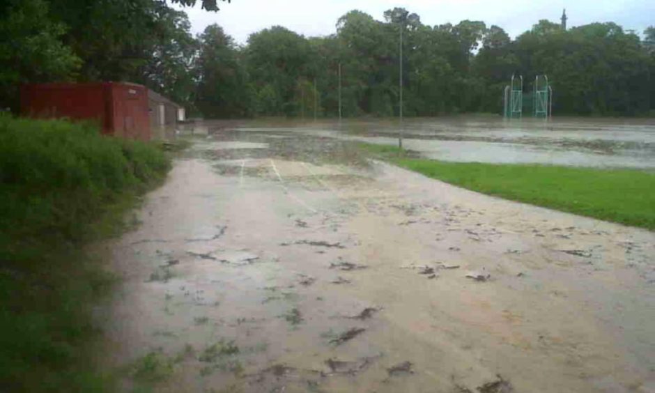 Flooding on Elgin running track. 