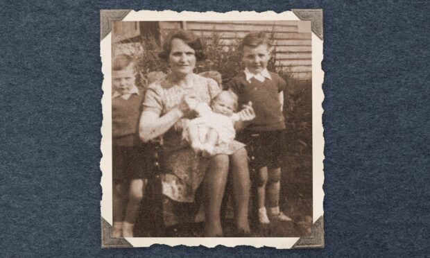 Annie Sinclair with her three sons Charlie, Ian and Donald.