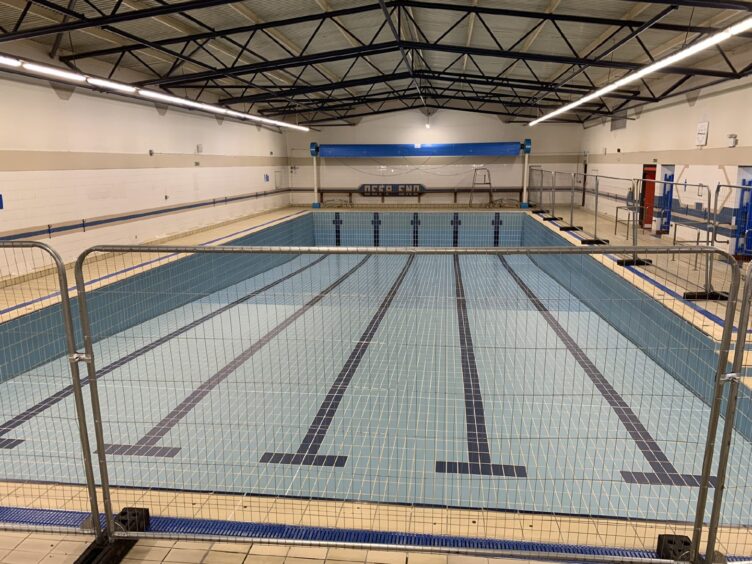 Bucksburn pool, drained after its closure caused by Aberdeen City Council budget cuts in 2023. Image: Anonymous poster/Imgur