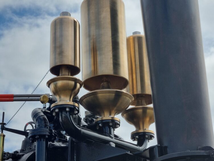 Close up of the whistles and their pipe work.