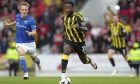 Aberdeen's Shayden Morris running with the ball against St Johnstone in Monday's Premiership victory. Image: Shutterstock.