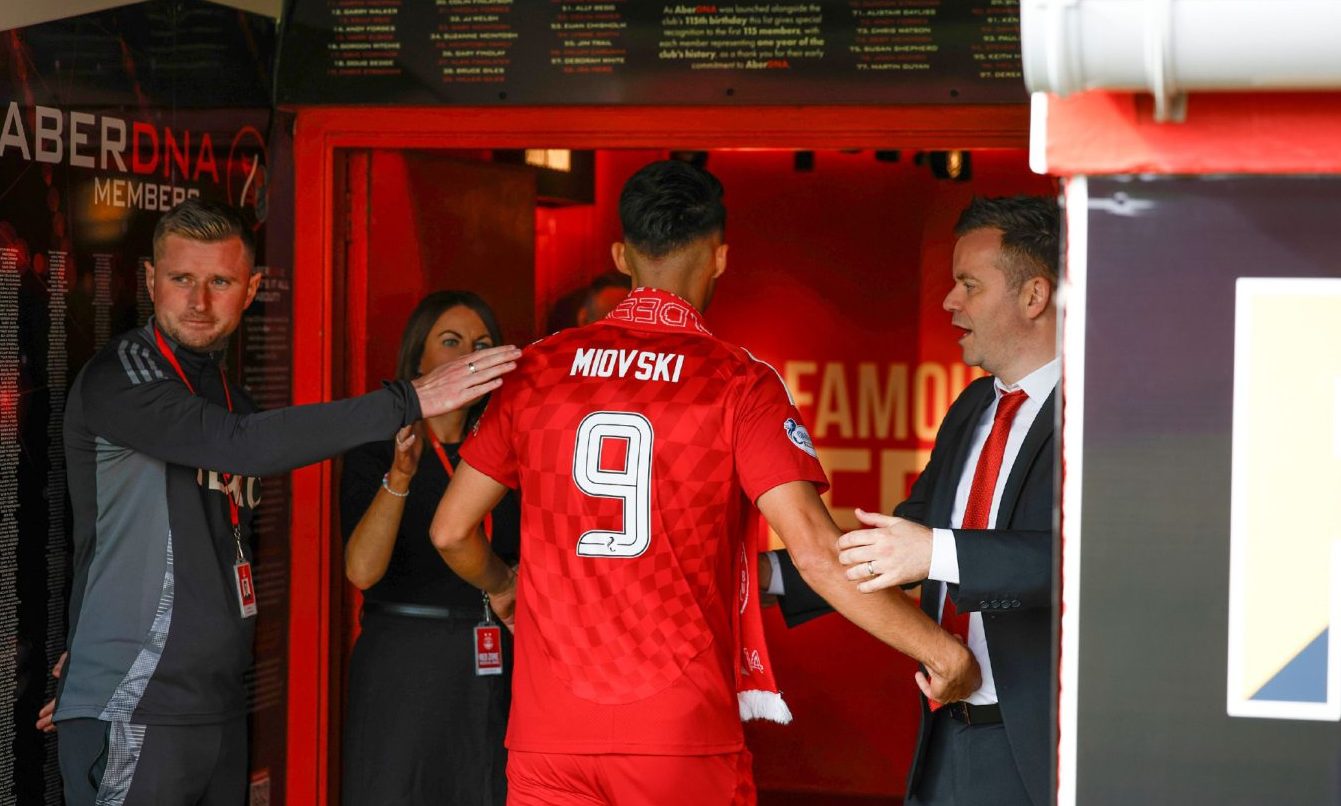 Bojan Miovski of Aberdeen goes down the tunnel at Pittodrie for the last time