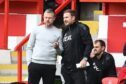 Aberdeen manager Jimmy Thelin and coach Peter Leven during the Premier Sports Cup match against Queen's Park. Image: Shutterstock.