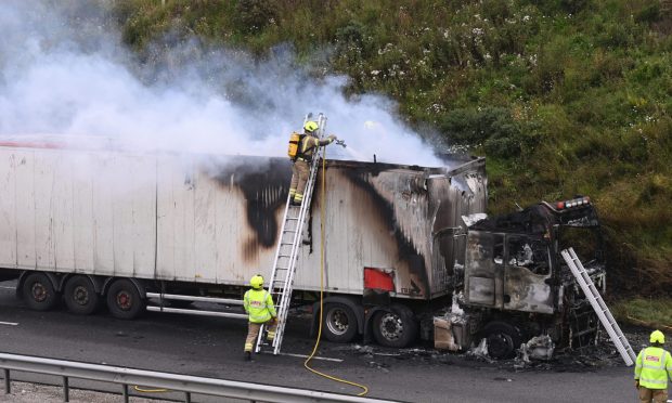 Firefighters battled the blaze this afternoon. Image: Darrell Benns/DC Thomson