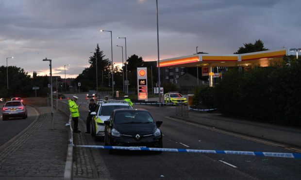 Police cordon on A96 at Bucksburn