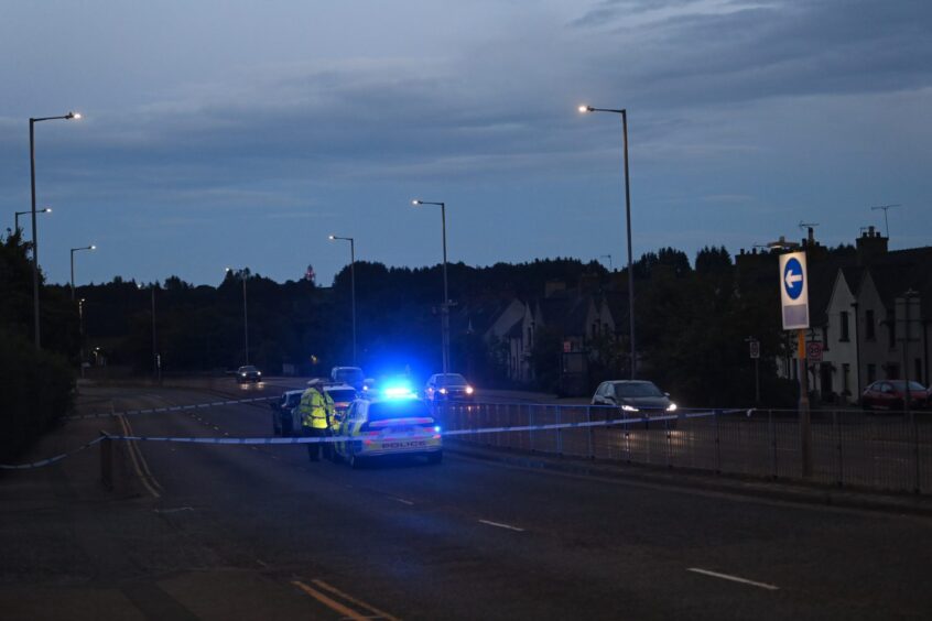 Police cordon on A96 