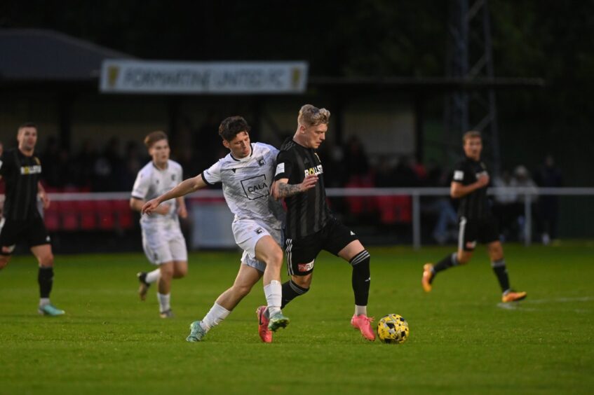 Formartine United's Tyler Mykyta in possession against Inverurie Locos. Image: Darrell Benns/DC Thomson.