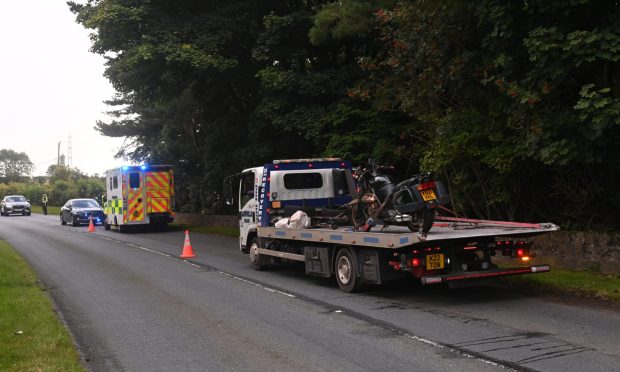 The motorcycle being recovered after the crash: Image: Darrell Benns/ DC Thomson.