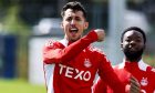 Bojan Miovski during an Aberdeen training session at Cormack Park, on August 9, 2024. Image: SNS.