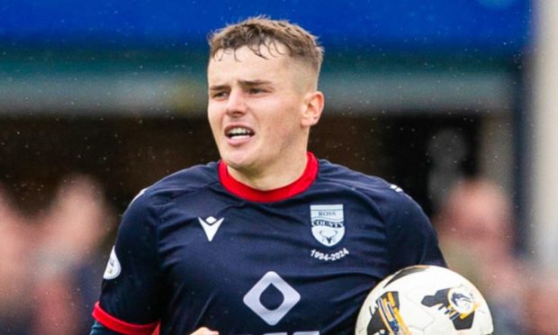 Ronan Hale celebrates after netting Ross County's equaliser against Dundee United. Image: SNS