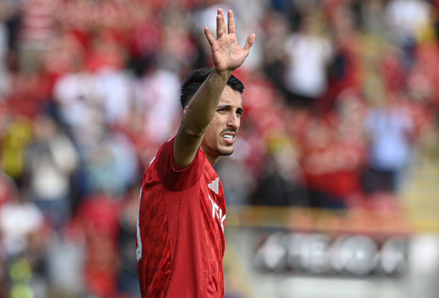 Aberdeen's Bojan Miovski during his last appearance striking for the dons