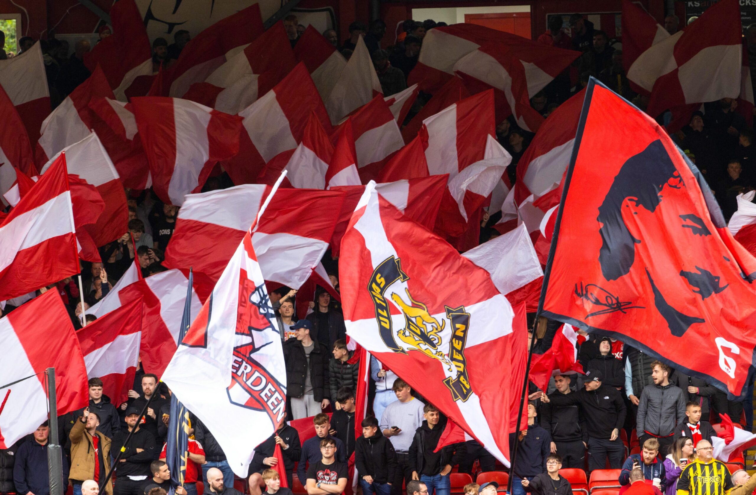 Aberdeen supporters during the 2-0 win against Kilmarnock. Image: SNS 