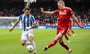 Aberdeen's Jack Mackenzie (R) and Kilmarnock's Danny Armstrong in action. Image: SNS.