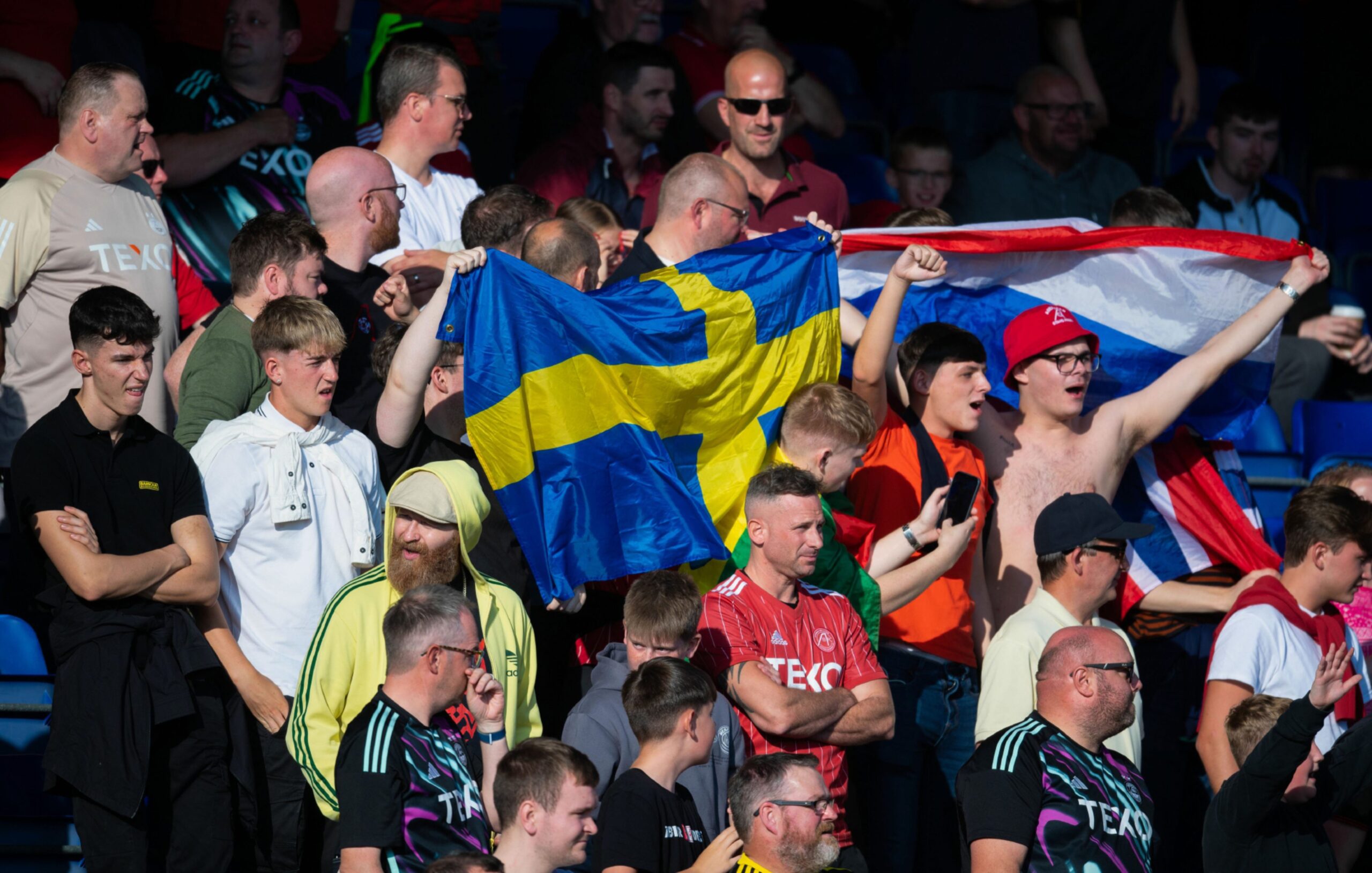 Aberdeen fans during a William Hill Premiership match against Ross County at the Global Energy Stadium. Image: SNS