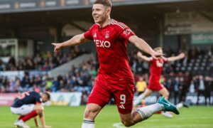 Kevin Nisbet scores against Ross County for Aberdeen FC.