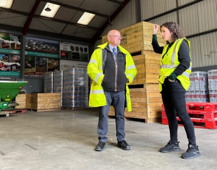 Rural affairs minister Mairi Gougeon with Ringlink managing director Graham Bruce. 