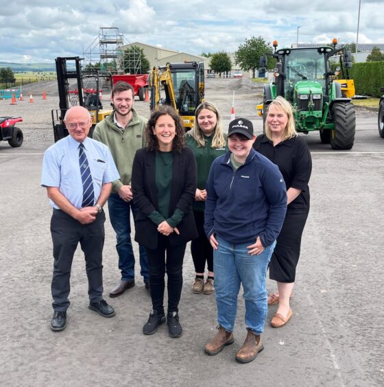 Ringlink managing director Graham Bruce, Logan Smith, Mairi Gougeon, Danielle Wrigley, Maddie Cairnie and Ringlink group operations manager Gail Robertson. 