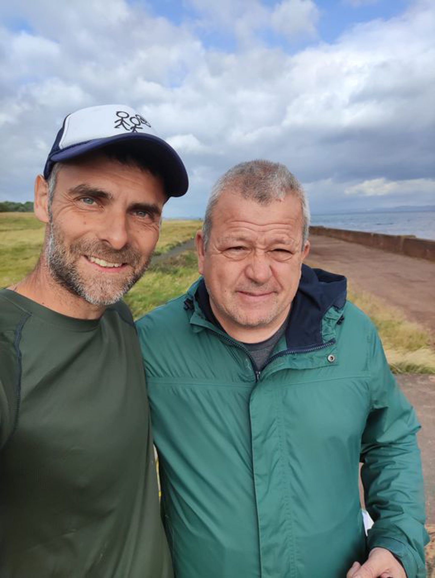 Matt Kinghorn with a man he met on his walk.