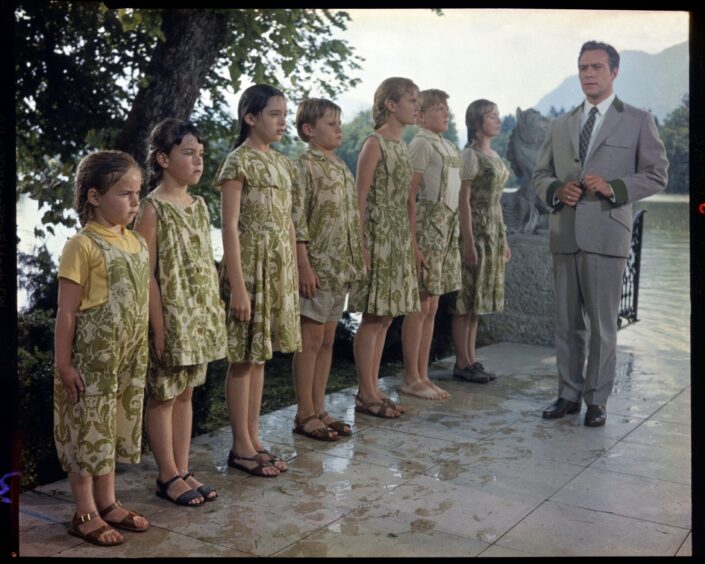 A scene from the beside the lake in The Sound of Music 