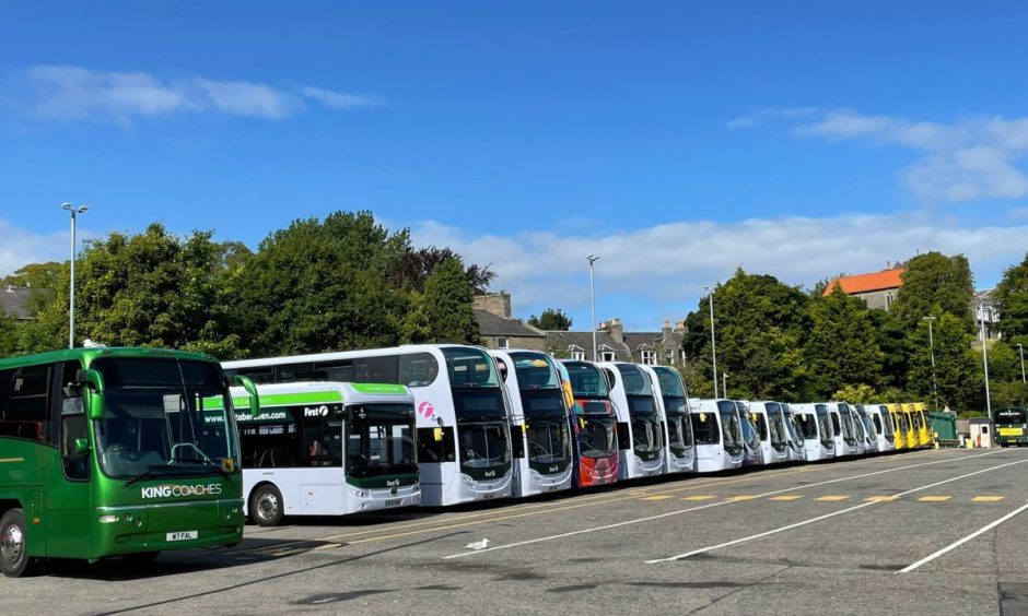 Row of buses at Aberdeen depot