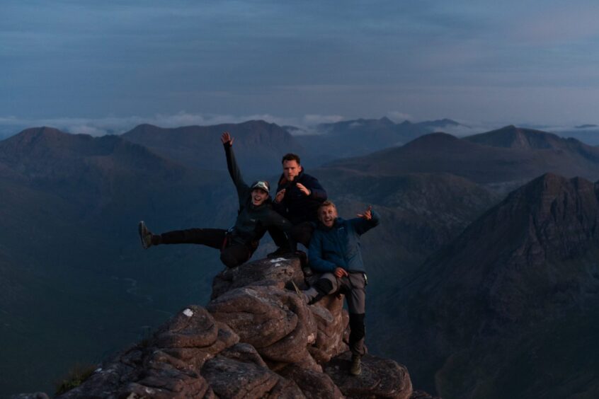 Lizzie, Michael and Owen pictured on the impressive hike.