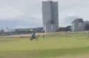 Biker on the green at Kings Links Golf Course. Image: Supplied.