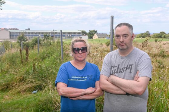 Fran Manning and Steve Barker are worried about the battery storage facility planned next to Macduff Primary School. Image: Darrell Benns/DC Thomson