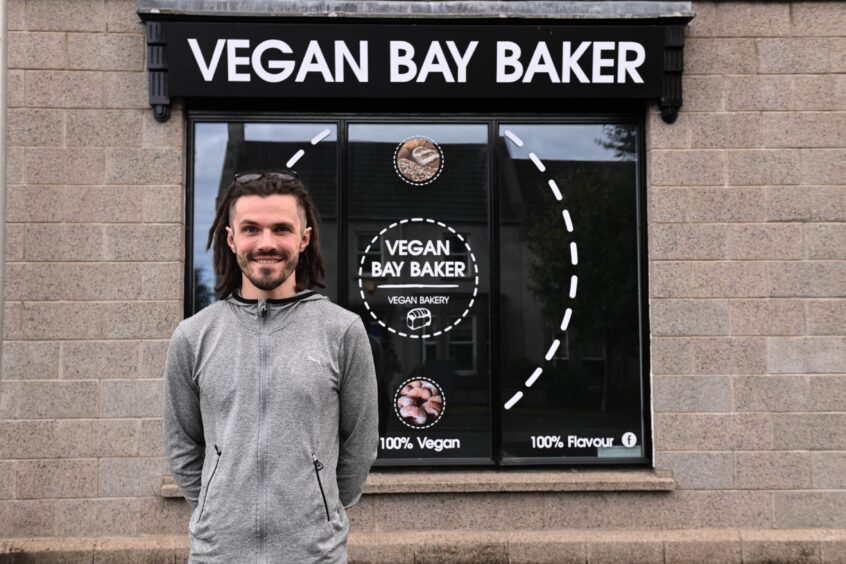 Steven Buchan outside Vegan Bay Baker in Balmedie 