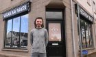 Steven Buchan outside Balmedie Vegan Bay Baker store