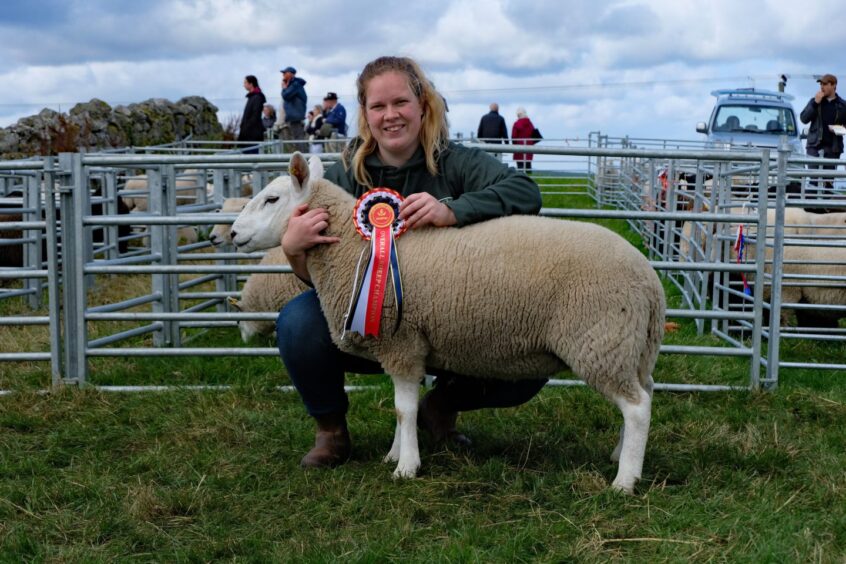 The overall sheep champion's prize went to Kerry Cameron for her homebred Cheviot gimmer.