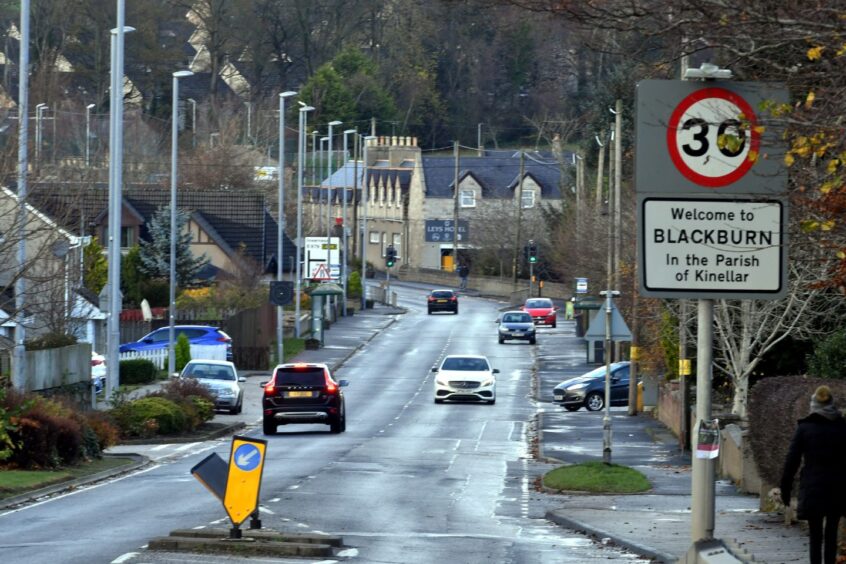 Road into Blackburn, Aberdeenshire.