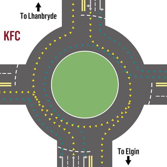 Elgin roundabout layout map. 