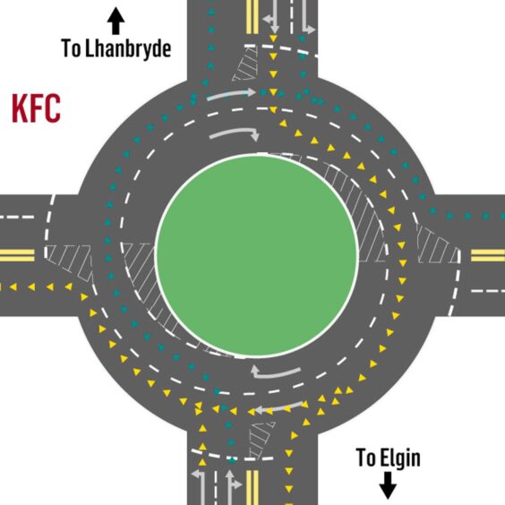 Elgin roundabout layout map. 