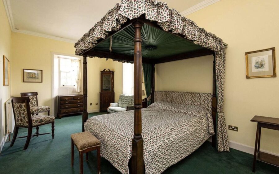 One of the many bedrooms at Glenborrodale Castle in the Highlands.