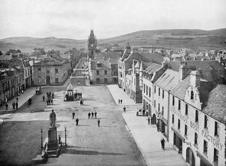 Historic photograph of The Square in Huntly.