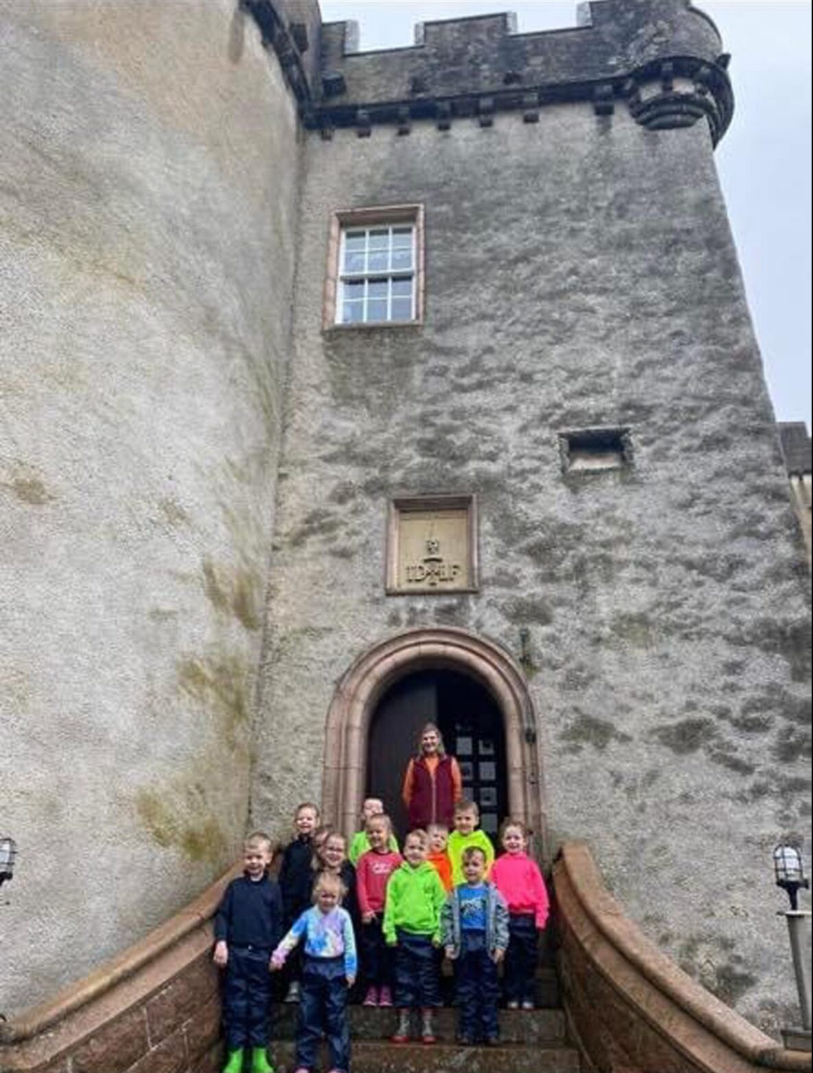 Children outside Cairnbulg Castle 