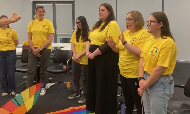 Members of Aberdeen choir Umbrella A Cappella at a rehearsal for an upcoming show. Image: DC Thomson