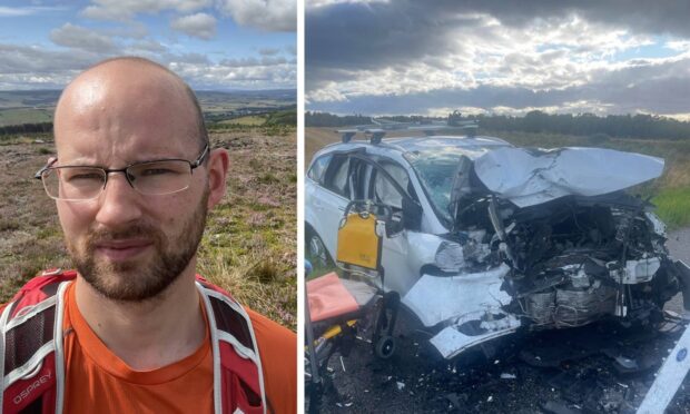 Iain Aitken and his white Ford car. Image: Supplied Iain Aitken.