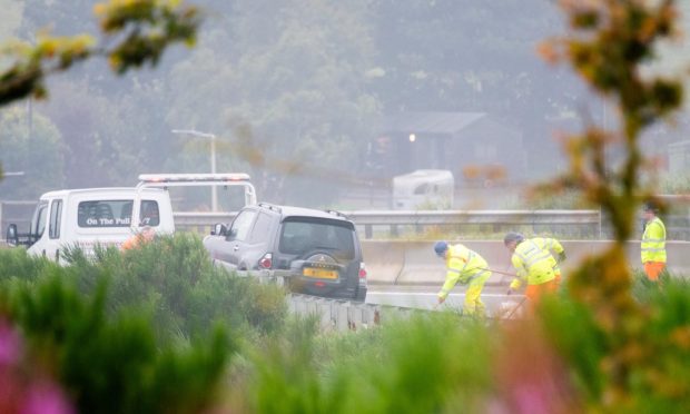 Crash on the Westhill flyover. Image: Kami Thomson/DC Thomson