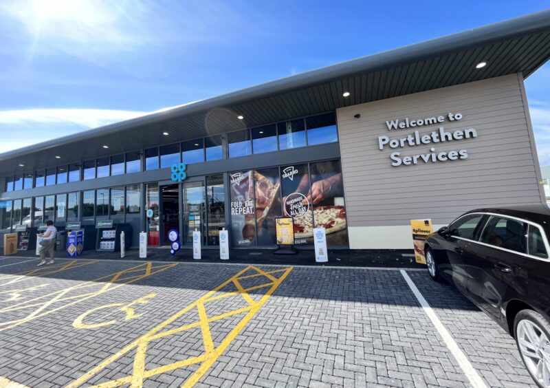 Exterior of the service station on the A92.