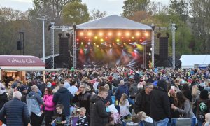 Looking across crowd towards MacMoray stage