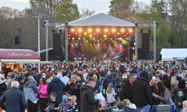 Looking across crowd towards MacMoray stage